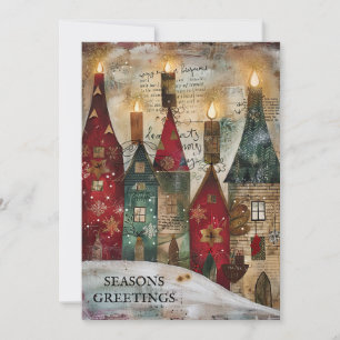 Cartes Pour Fêtes Annuelles Vintage Village de Noël Bonnes Fêtes
