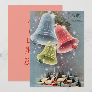 Cartes Pour Fêtes Annuelles Vintage Village de Noël cloches Snowflakes