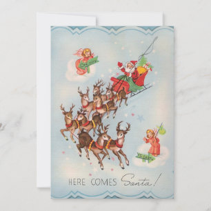 Cartes Pour Fêtes Annuelles Vintage Voici Noël au Père Noël