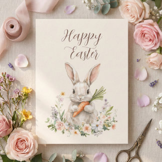 Cartes Pour Fêtes Annuelles Vintage Watercolor Bunny Easter