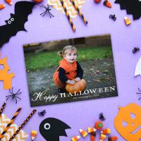 Vintage White Script Happy Halloween Photo