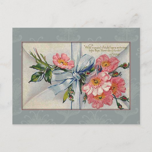 Cartes Pour Fêtes Annuelles Vintage Wild Roses Valentine (Devant)