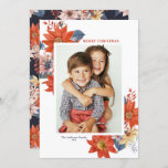 Cartes Pour Fêtes Annuelles Vintage Winter Botanicals Photo Merry Christmas<br><div class="desc">Merry Christmas ! Send your Christmas greetings to familiy and friends with this customizable botanical Christmas flat card. It features water color floral bouquet of orange, yellow and pink winter flowers with matching floral pattern. Personalize by adding a Photo, name, year and other Details. This winter floral Photo Christmas card...</div>