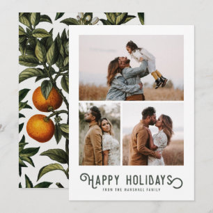 Cartes Pour Fêtes Annuelles Vintage Winter Oranges 3 Photo Collage