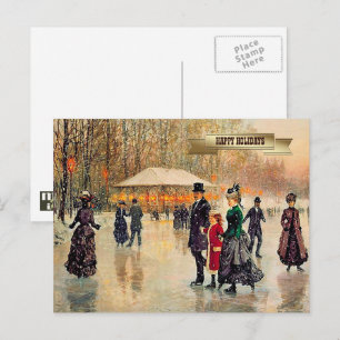 Cartes Pour Fêtes Annuelles Vintage Winter Parisian Scene Christmas 