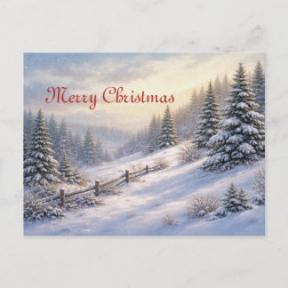 Cartes Pour Fêtes Annuelles Vintage Winter Snowy Pine Forest Landscape 