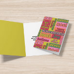 Cartes Pour Fêtes Annuelles Vintage Word Collage Style années 1970<br><div class="desc">Cette carte de Noël a un look vintage avec un collage de salutations de vacances dans une palette de couleurs rétro des années 1970 de chaux vert,  rose,  orange,  rouge et vert. Le message à l'intérieur de cette carte pliée peut être customisé avec votre propre texte.</div>