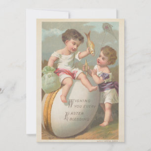 Cartes Pour Fêtes Annuelles Vintages mignons petits garçons jouent aux bénédic