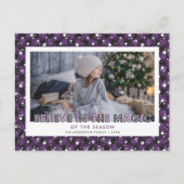 Cartes Pour Fêtes Annuelles Violet Buffalo Plaid Neige Stars Croire Photo (Devant)