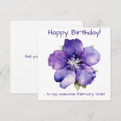 Cartes Pour Fêtes Annuelles Violet de février (Devant / Derrière)