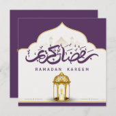 Cartes Pour Fêtes Annuelles Violet et or Ramadan Kareem (Devant / Derrière)