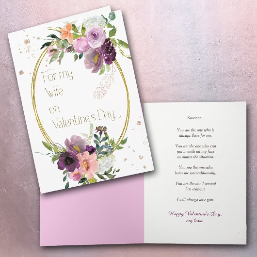 Cartes Pour Fêtes Annuelles Violet Lavande Floral Or Frame Femme Valentine