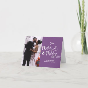 Cartes Pour Fêtes Annuelles Violet, Marié et Joyeux, Noël, Photo