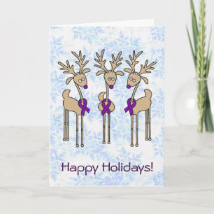 Cartes Pour Fêtes Annuelles Violet Ribbon Reindeer (Lymphome de Hodgkin)