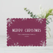 Cartes Pour Fêtes Annuelles Violet Silver Snowflake Christmas Card (Debout devant)