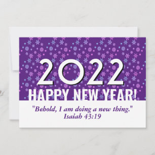 Cartes Pour Fêtes Annuelles Violet Snowflakes Christian HAPPY NEW YEAR 2022