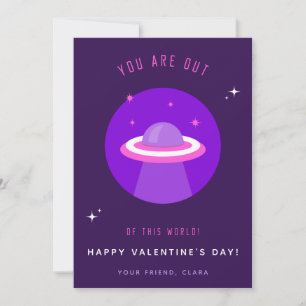 Cartes Pour Fêtes Annuelles Violet UFO Classe de vaisseau spatial pour enfants