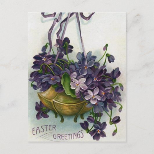 Cartes Pour Fêtes Annuelles Violettes vintages de Pâques (Devant)