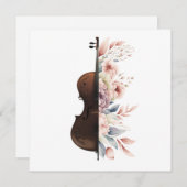Cartes Pour Fêtes Annuelles Violon aux fleurs.