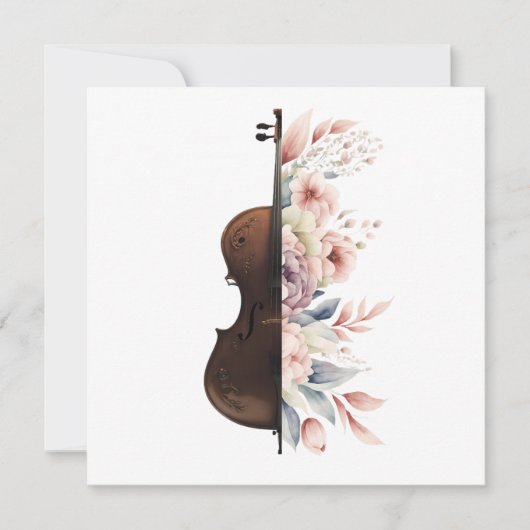 Cartes Pour Fêtes Annuelles Violon aux fleurs.