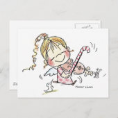 Cartes Pour Fêtes Annuelles Violoneur de Noël CH-008 (Devant / Derrière)