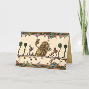 Cartes Pour Fêtes Annuelles Violoniste Lion, Hare