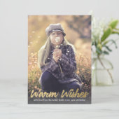 Cartes Pour Fêtes Annuelles Vis Chauds Gold Script Vacances photo verticale (Debout devant)