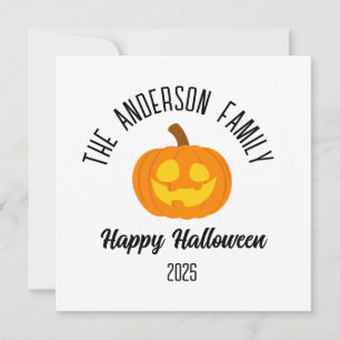Cartes Pour Fêtes Annuelles Visage de citrouille lumineuse Halloween Nom perso