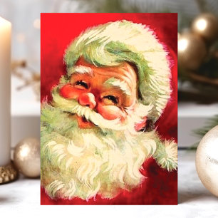 Cartes Pour Fêtes Annuelles Visage de Père Noël Rétro Vintage Noël