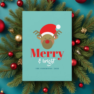 Cartes Pour Fêtes Annuelles Visage de Renne Joyeux et Lumineux pour Noël
