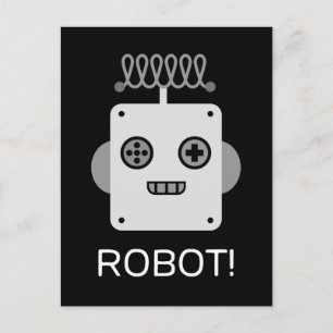 Cartes Pour Fêtes Annuelles Visage de Robot Rétro avec Antenne Ludique