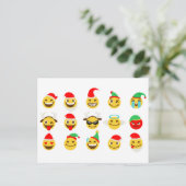 Cartes Pour Fêtes Annuelles visages heureux d'emoji de Noël (Debout devant)