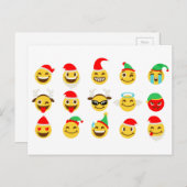 Cartes Pour Fêtes Annuelles visages heureux d'emoji de Noël (Devant / Derrière)