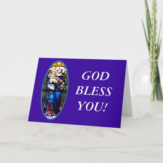 Cartes Pour Fêtes Annuelles Vitrail de Jésus et Marie (Devant)