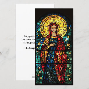 Cartes Pour Fêtes Annuelles Vitrail Madonna Flat
