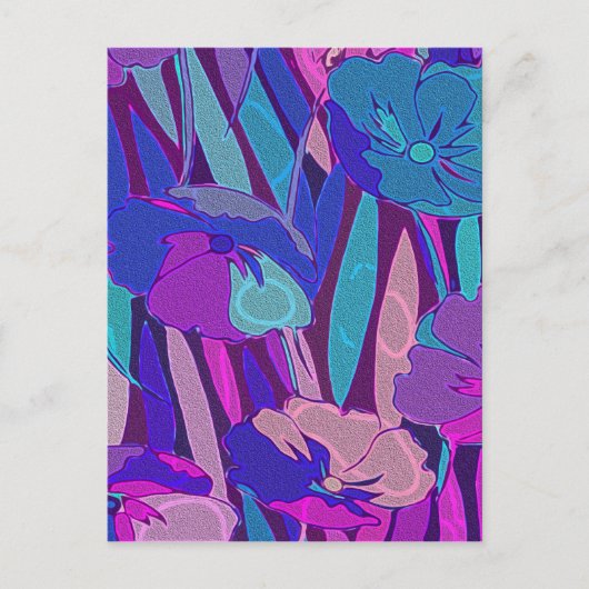 Cartes Pour Fêtes Annuelles Vivid Bleu foncé violet Fleurs de minuit Art (Devant)