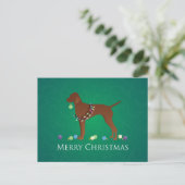 Cartes Pour Fêtes Annuelles Vizsla Chien Joyeux Noël Design (Debout devant)