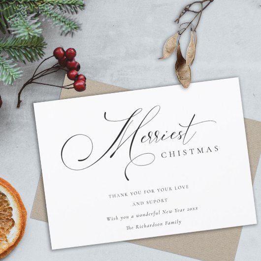 Cartes Pour Fêtes Annuelles Vœu de Noël le plus joyeux avec une écriture minim