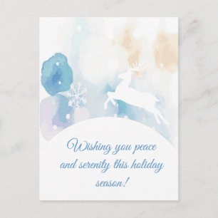 Cartes Pour Fêtes Annuelles Vœu de vacances serein de cerf d'hiver