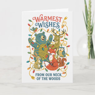 Cartes Pour Fêtes Annuelles Vœux chaleureux Animaux de la forêt