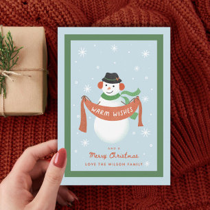 Cartes Pour Fêtes Annuelles Vœux chaleureux Bonhomme de neige vintage illustré