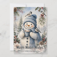 Vœux chaleureux d'hiver Bonhomme de neige Chocolat