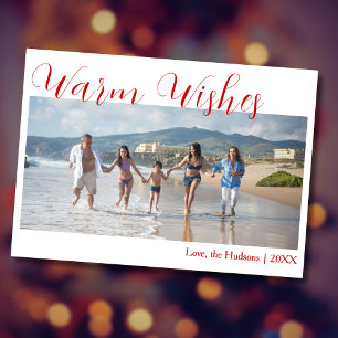 Cartes Pour Fêtes Annuelles Vœux chaleureux rouges tendance Deux photos de fam