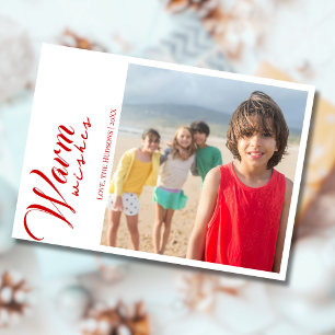 Cartes Pour Fêtes Annuelles Vœux chauds rouges modernes Deux photos de famille