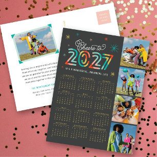 Cartes Pour Fêtes Annuelles Vœux colorés pour le calendrier 2027 Nouvelle Anné