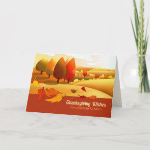 Cartes Pour Fêtes Annuelles Voeux d'action de grâce pour Mère. Paysage d'autom