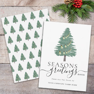Cartes Pour Fêtes Annuelles Vœux d'affaires de Noël Arbre & Lumières