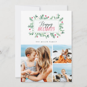 Cartes Pour Fêtes Annuelles Vœux de fêtes Botaniques Peintes 3 Photo