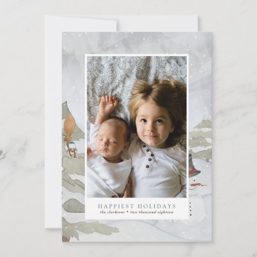 Cartes Pour Fêtes Annuelles Vœux de fêtes de fin d'année en famille (Devant)