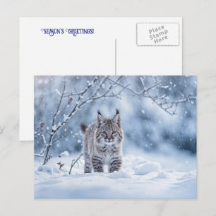 Cartes Pour Fêtes Annuelles Vœux de Fêtes de Noël Lynx des Neiges